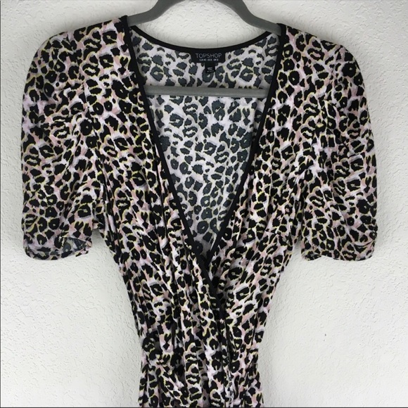 TopShop Leopard Wrap Mini Dress - Picture 4 of 6